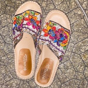 Women's Floral Embroidered Slide Sandals - Multicolor